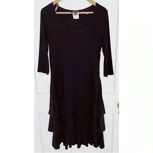 Brand New Nueva Black  Dress with Ruffled Layers at Bottom Size 8 - Picture 11 of 13